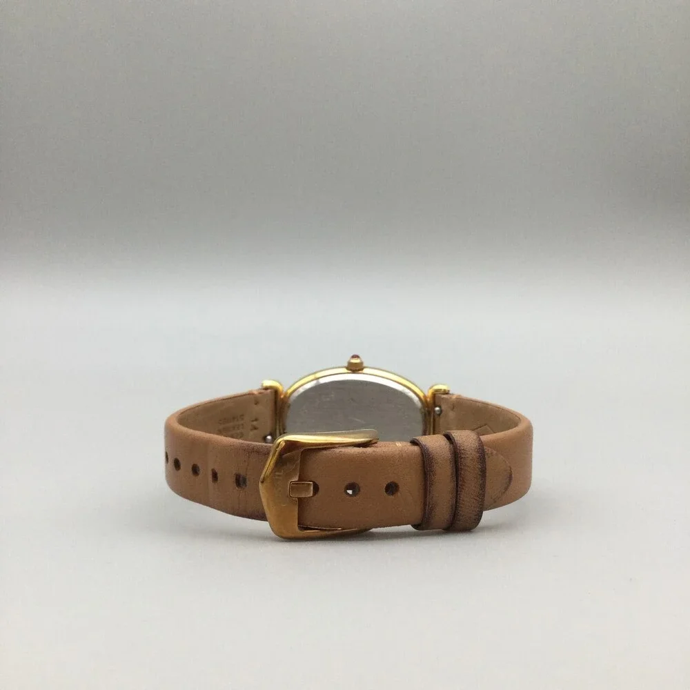 Avon Watch Women 24mm MOP Floral Dial Gold Tone Leather Band New Battery - Picture 6 of 15